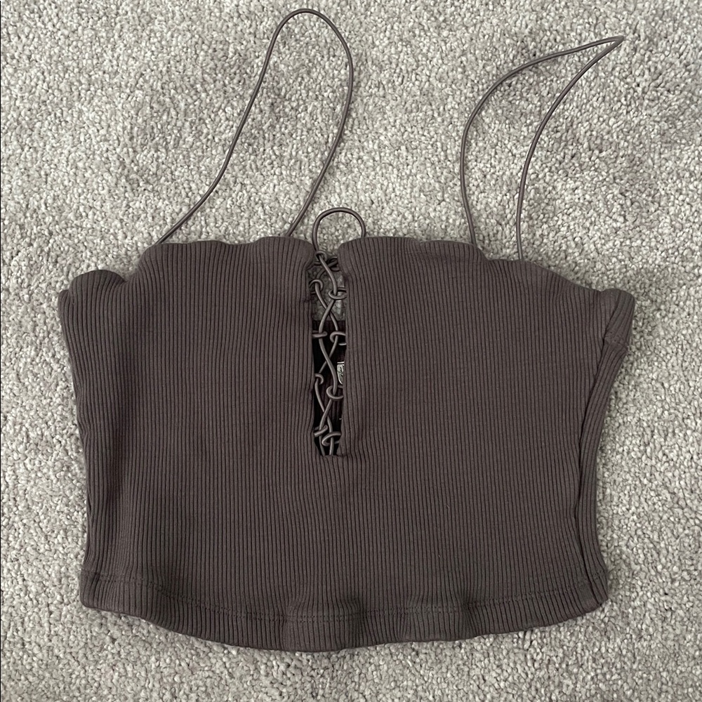 Free People Chocolate Lace-Up Camisole
